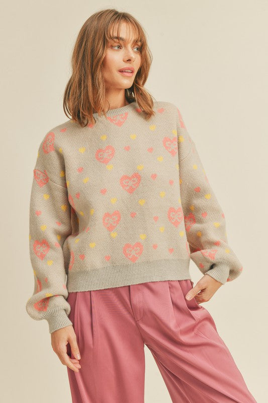 Heart & Bow Knit Sweater Top