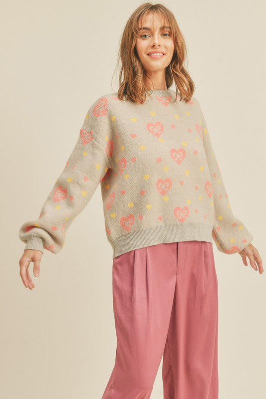 Heart & Bow Knit Sweater Top