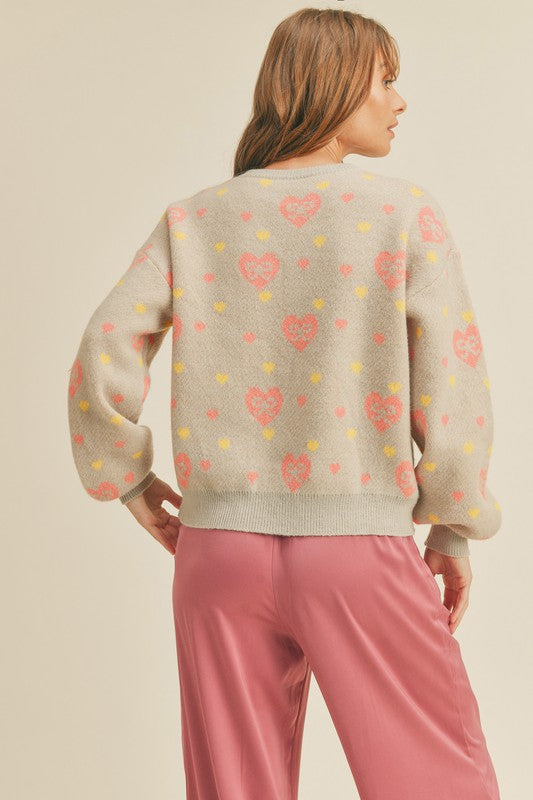 Heart & Bow Knit Sweater Top