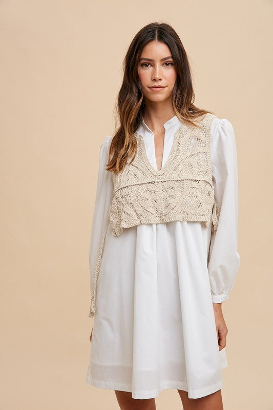 Crochet Vest Shirt Dress