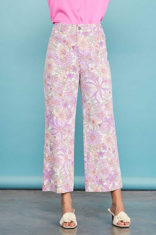 FLORAL WIDE LEG PANTS