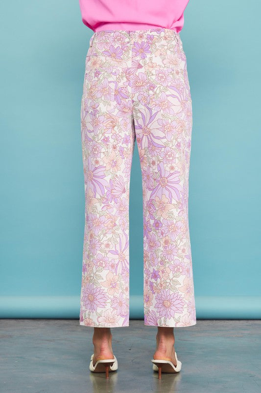 FLORAL WIDE LEG PANTS