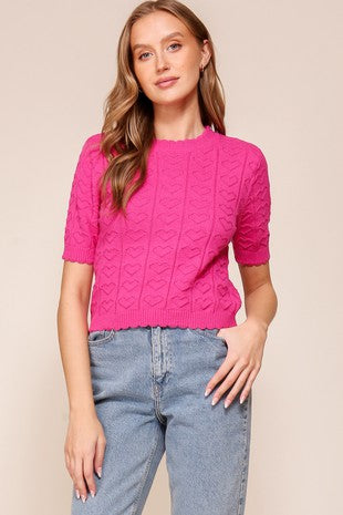 Heart Crew Neck Sweater Top