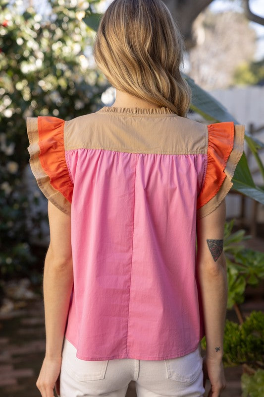 Pink Color Block Multi Top