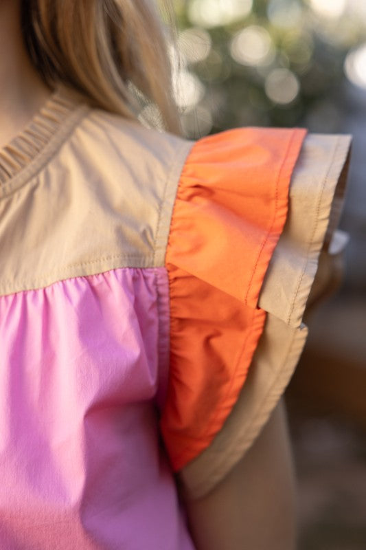 Pink Color Block Multi Top