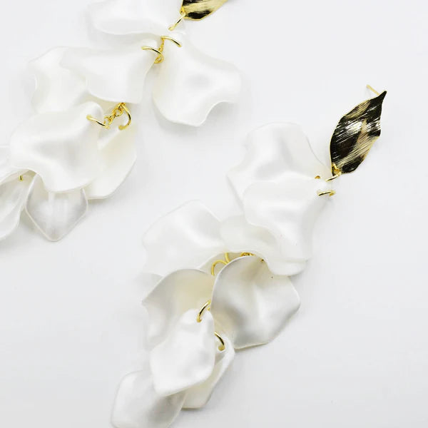 TJ Dangle Petals White Earring