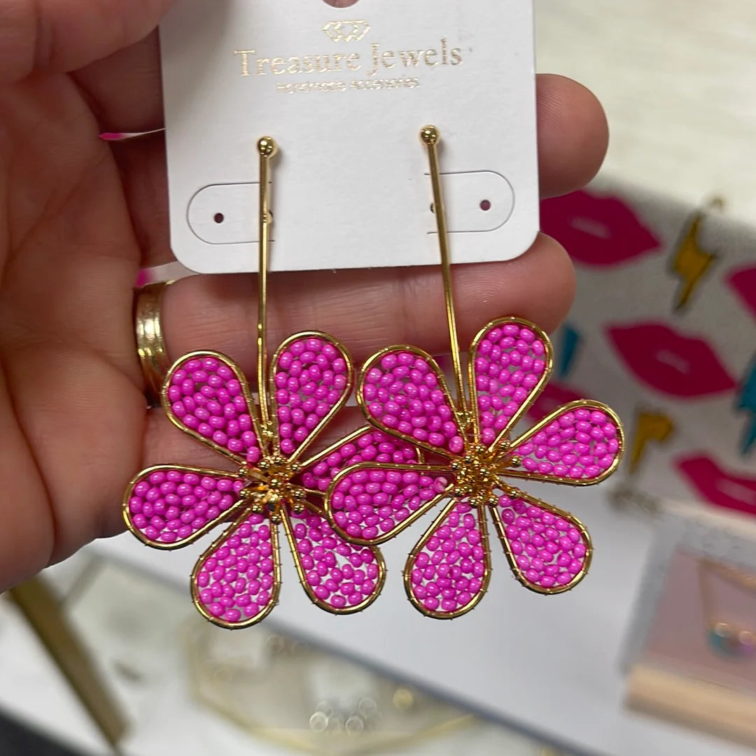 TJ Drop Daisy Pink Earring