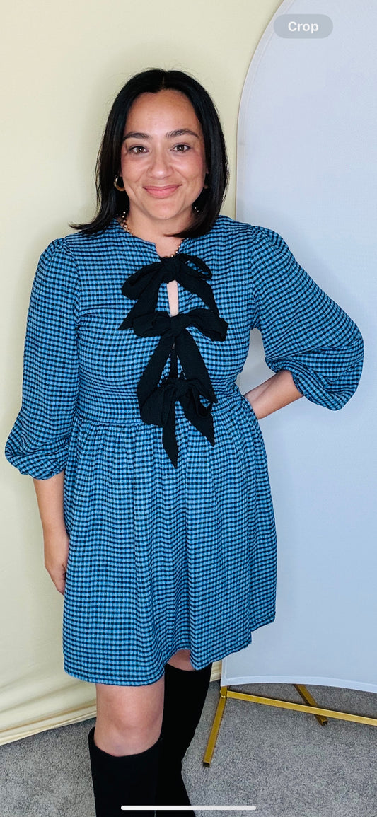 Blue Woven Ribbon Dress