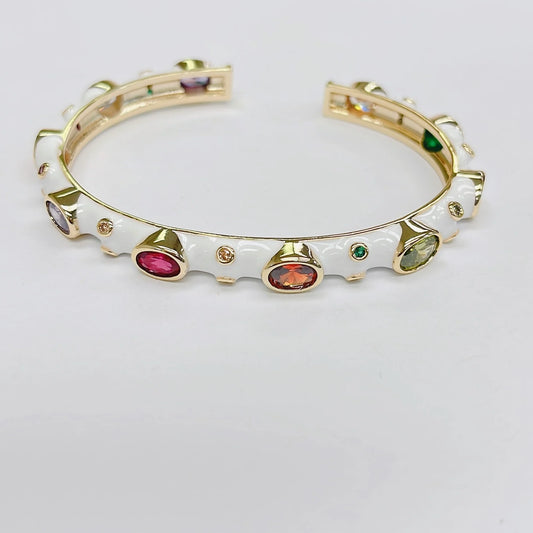 TJ Rainbow White Bangle Bracelet