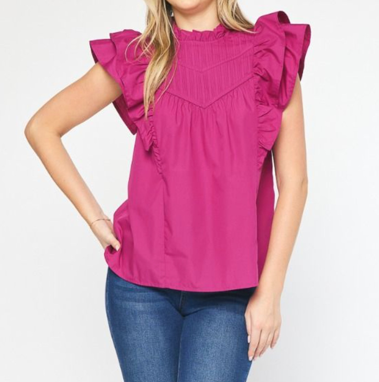 Orchid Ruffle Mock Neck Top