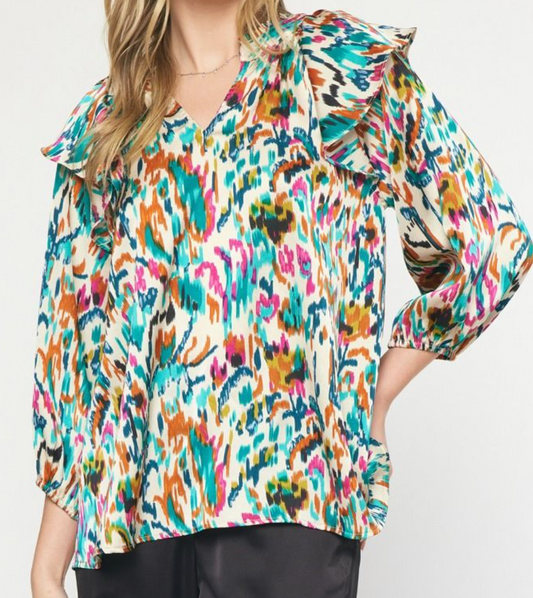 Ivory Printed Long Sleeve Top