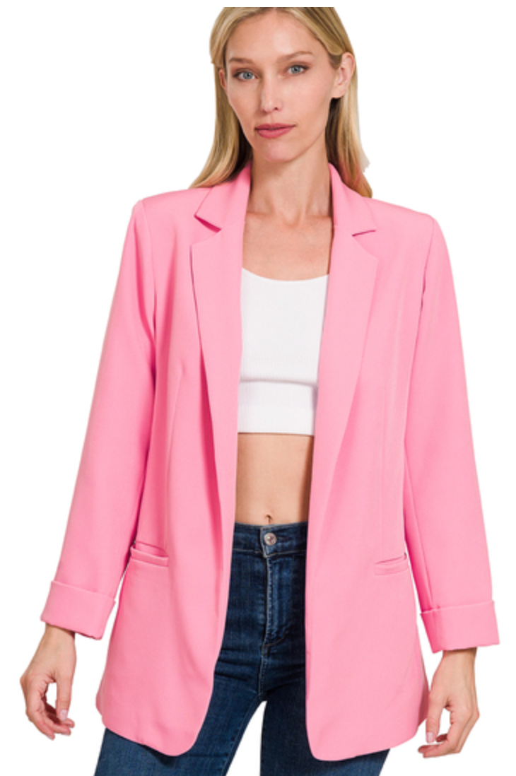 Pink Long Sleeve Classic Blazer