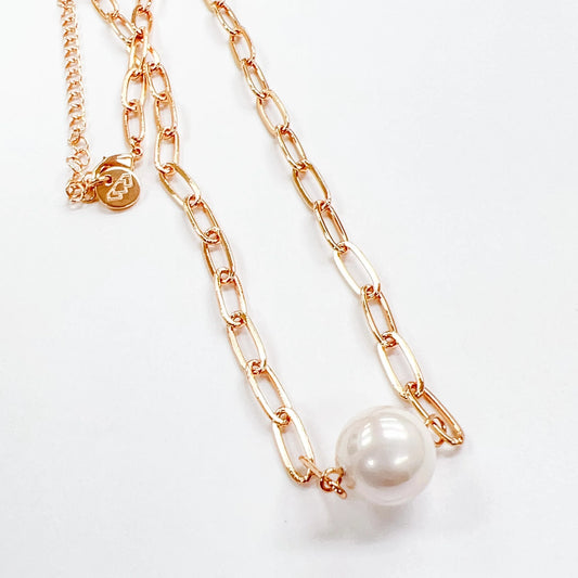 TJ Single Pearl Gold Necklace