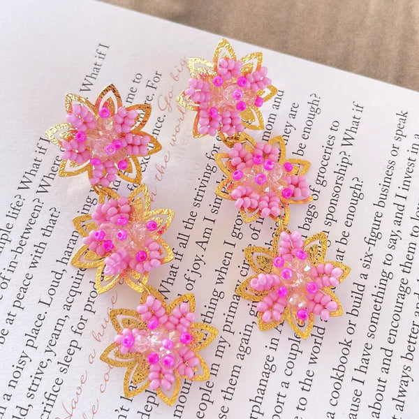 TJ Triple Daisy Pink Earring