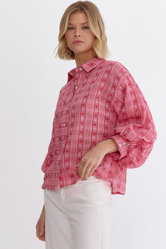 Heart Button Up Top