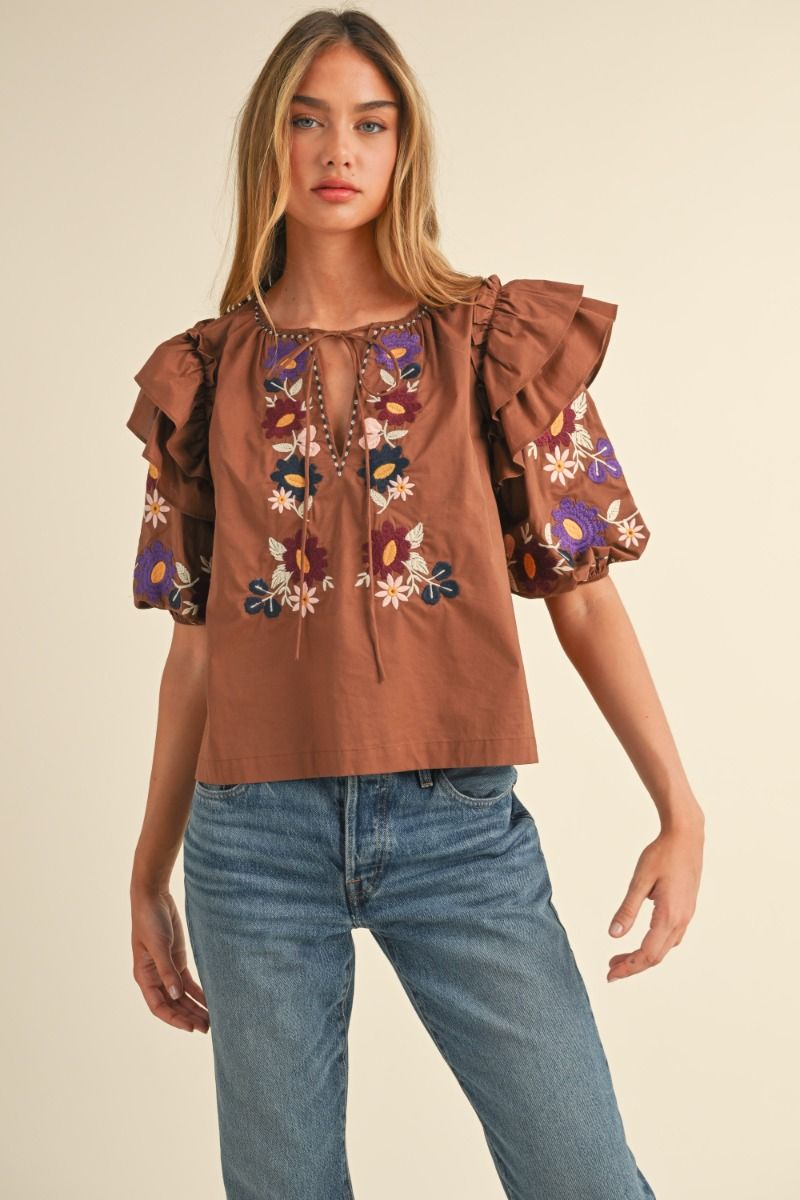 Embroidered Fall Top